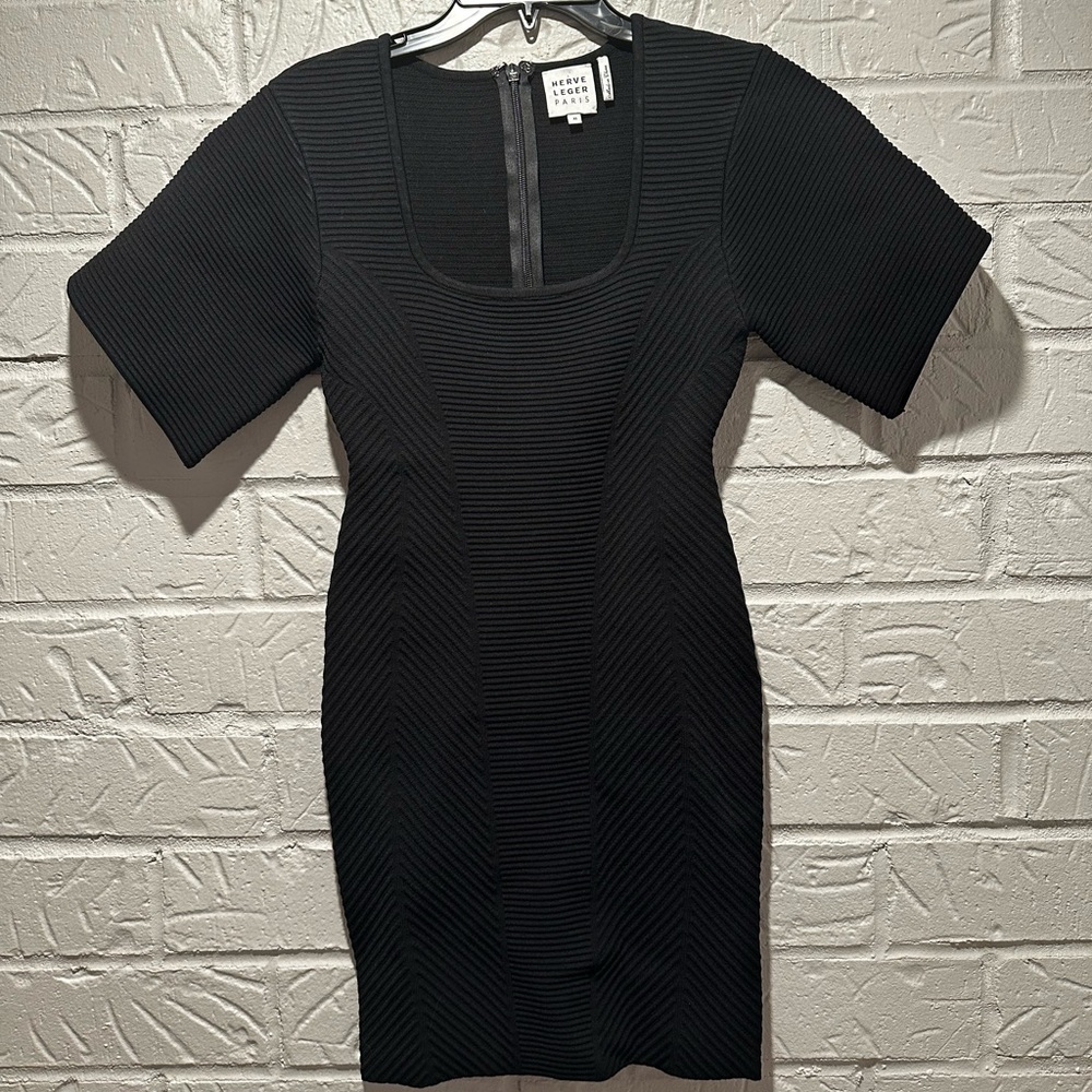 New HERVE LEGER Ribbed-knit Mini Dress Size XS - Picture 4 of 13